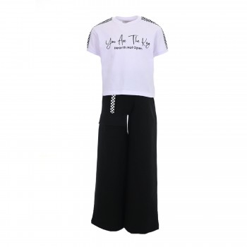 Παιδικό σετ με παντελόνα για κορίτσια Ebita με στάμπα λευκό-μαύρο