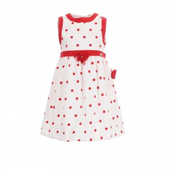 Παιδικό φόρεμα για κορίτσια Ebita πουά λευκό κόκκινο