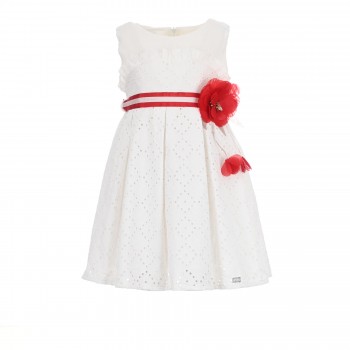 Παιδικό φόρεμα για κορίτσια Ebita λευκό-κόκκινο