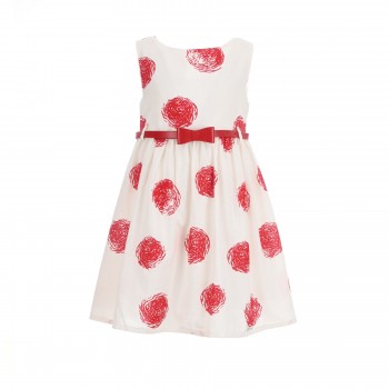 Παιδικό φόρεμα για κορίτσια Ebita με ζώνη εκρού κόκκινο