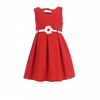 Παιδικό φόρεμα για κορίτσια Ebita με ζώνη κόκκινο