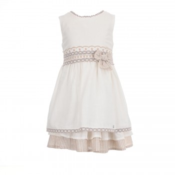 Παιδικό φόρεμα για κορίτσια Ebita λευκό-μπεζ