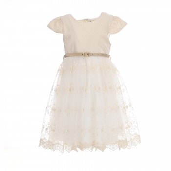 Παιδικό φόρεμα για κορίτσια Ebita λευκό- χρυσό