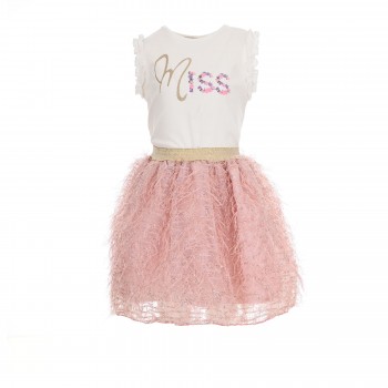Παιδικό σετ για κορίτσια Ebita με φούστα λευκό-ροζ