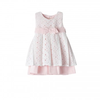 Βρεφικό φόρεμα για κορίτσια Ebita λευκό-ροζ