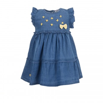 Βρεφικό φόρεμα για κορίτσια Ebita μπλε τζιν με κορδέλα 2τμχ