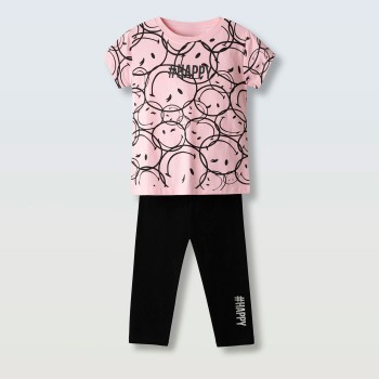 Παιδικό σετ με κολάν κάπρι για κορίτσια Ebita ροζ-μαύρο