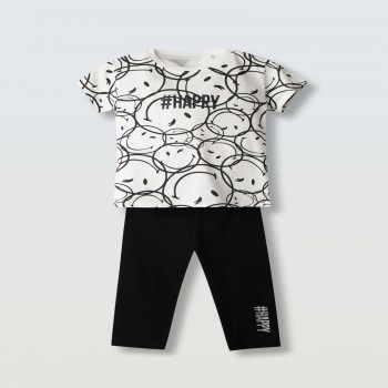 Παιδικό σετ με κολάν κάπρι για κορίτσια Ebita λευκό-μαύρο