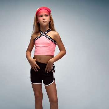 Παιδικό σετ με σόρτς για κορίτσια Ebita φούξια-μαύρο