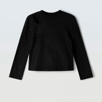 Παιδική μπλούζα cut out strass για κορίτσια Ebita μαύρο