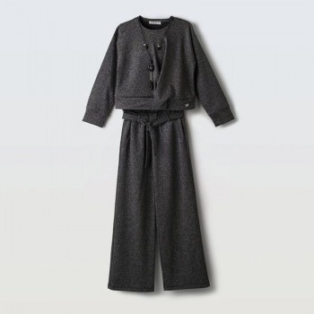 Παιδικό σετ με παντελόνα ασημοκλωστή για κορίτσια Ebita γκρι