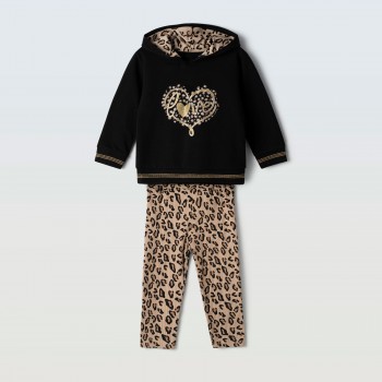 Παιδικό σετ με κολάν για κορίτσια Ebita μαύρο - animal print