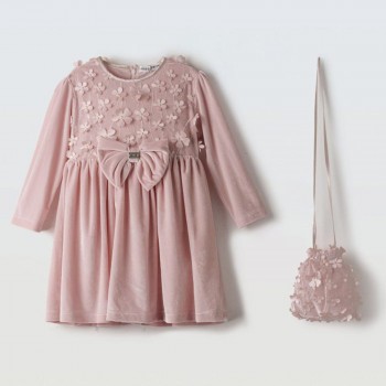 Παιδικό φόρεμα για κορίτσια με τσάντα 2τμχ Ebita ροζ