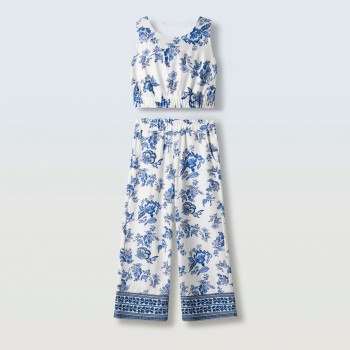 Παιδικό σετ με παντελόνα για κορίτσια Ebita λευκό-μπλε