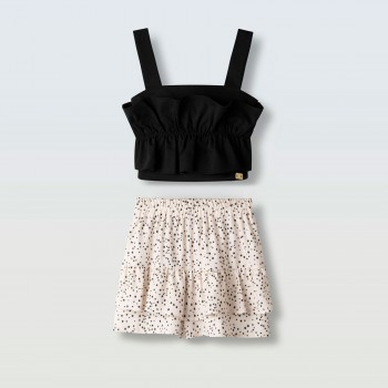 Παιδικό σετ με σορτσόφουστα για κορίτσια Ebita μαύρο-λευκό