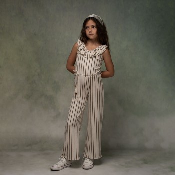 Παιδική ολόσωμη φόρμα για κορίτσια Ebita λευκό ριγέ