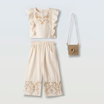 Παιδικό σετ με παντελόνα λινό Ebita μπεζ