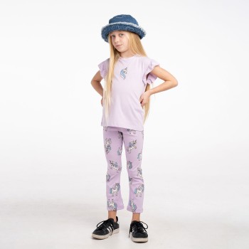 Παιδικό σετ με κολάν για κορίτσια Ebita 3τμχ λευκό-λιλά μονόκερο με κορδέλα