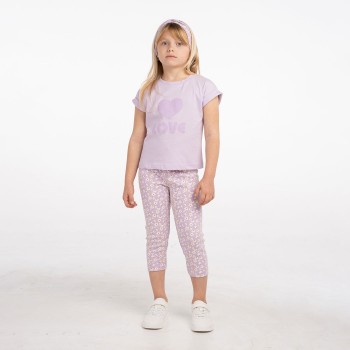 Παιδικό σετ με κολάν για κορίτσια Ebita 3τμχ λιλά-φλοράλ με κορδέλα