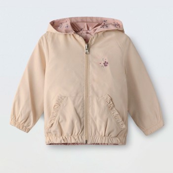 Παιδικό μπουφάν αντιανεμικό για κορίτσια Ebita μπεζ-φλοράλ διπλής όψης
