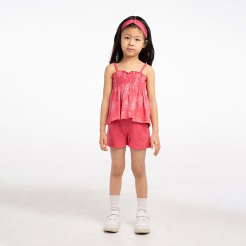 Παιδικό σετ με σόρτς για κορίτσια Ebita 3τμχ φούξια με κορδέλα