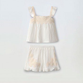 Παιδικό σετ με σορτς για κορίτσια Ebita εκρού