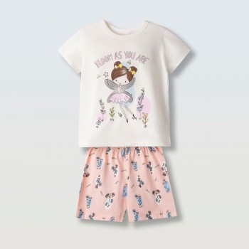 Παιδική πυζάμα για κορίτσια Ebita λευκό-σομών