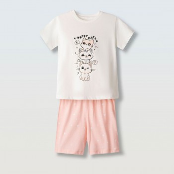 Παιδική πυζάμα για κορίτσια Ebita λευκό-ροζ