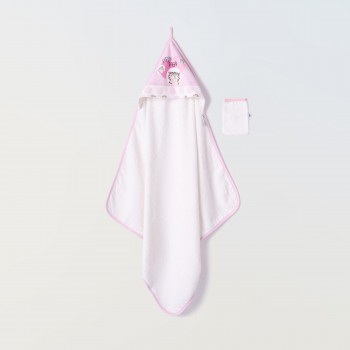 Βρεφική κάπα-μπουρνούζι για κορίτσια Ebita 2τμχ ροζ κουφετί