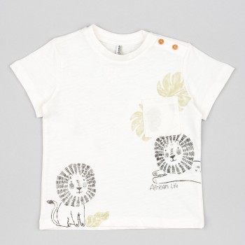 Βρεφική μπλούζα για αγόρια Losan με λιοντάρια εκρού