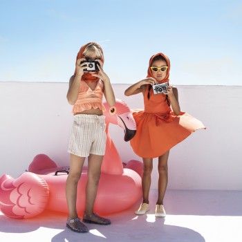 Παιδική μπλούζα για κορίτσια M&B καρό πορτοκαλί