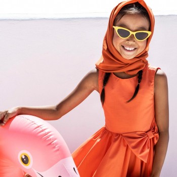 Παιδικό φόρεμα για κορίτσια M&B πορτοκαλί