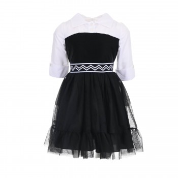 Παιδικό φόρεμα για κορίτσια M&B άσπρο- μαύρο