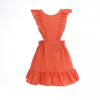 Παιδικό φόρεμα για κορίτσια M&B με βολάν πορτοκαλί