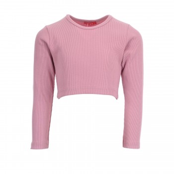 Παιδική μπλούζα ριπ cropped για κορίτσια Domer ροζ