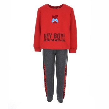 Παιδικό σετ φόρμα για αγόρι Hashtag κόκκινο-γκρι