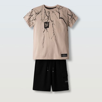 Παιδικό σετ για αγόρια Hashtag μπεζ- μαύρο