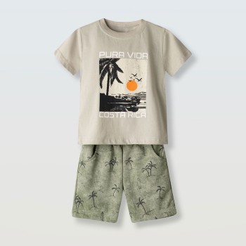 Παιδικό σετ για αγόρια Hashtag μπεζ- πράσινο