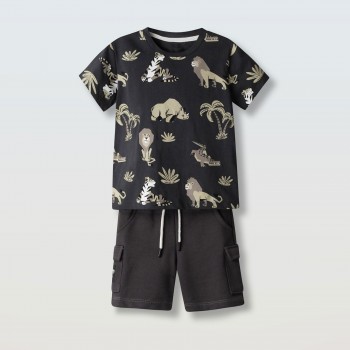 Παιδικό σετ για αγόρια Hashtag ανθρακί με ζωάκια