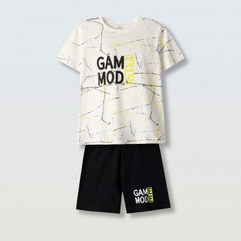 Παιδική πυζάμα για αγόρια Hashtag λευκό-μαύρο