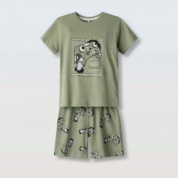 Παιδική πυζάμα για αγόρια Hashtag χακί