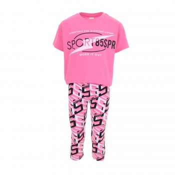 Παιδικό σετ με κολάν κάπρι για κορίτσια Sprint ροζ-εμπριμέ ροζ