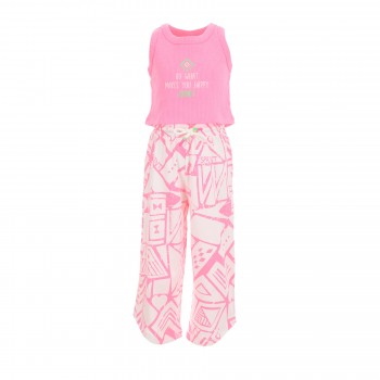 Παιδικό σετ με παντελόνα για κορίτσια Sprint ροζ-εμρπιμέ λευκό