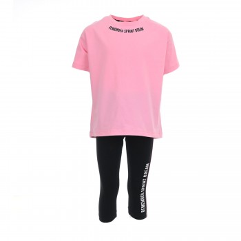 Παιδικό σετ με κάπρι κολάν για κορίτσια Sprint ροζ-μαύρο