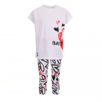 Παιδικό σετ με κάπρι κολάν για κορίτσια Sprint λευκό-print
