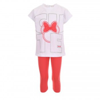 Παιδικό σετ με κάπρι κολάν για κορίτσια Sprint λευκό-κόκκινο