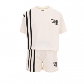 Παιδικό σετ με σορτς για κορίτσια Sprint εκρού