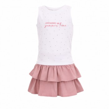 Παιδικό σετ με σορτσόφουστα για κορίτσια Sprint λευκό-ροζ