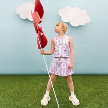 Παιδικό σετ με σορτσόφουστα για κορίτσια Sprint λιλά-γκρι