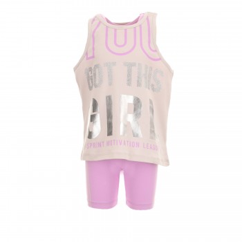 Παιδικό σετ με κολάν ποδηλατικό για κορίτσια Sprint 3τμχ ροζ- κοραλί